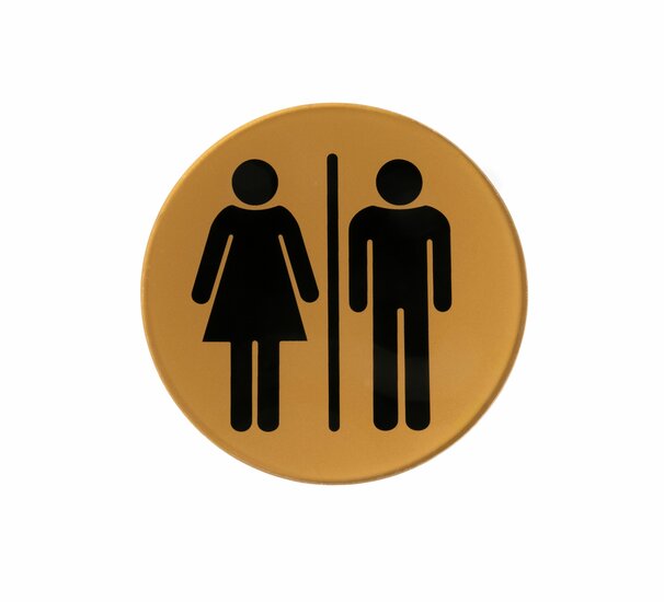 Gouden Pictogram Deurbordje / Toiletbordje / Infobord - 9cm - Zelfklevend - type Acryl-Goud (Man+Vrouw)