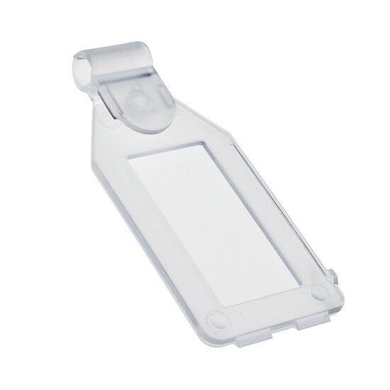 Transparante Prijslabel / Scanvaantje / Pendelclip voor Displayhaak / Prijskaarthouder - 25 x 38 mm - type: PCL-38T (Small-4)