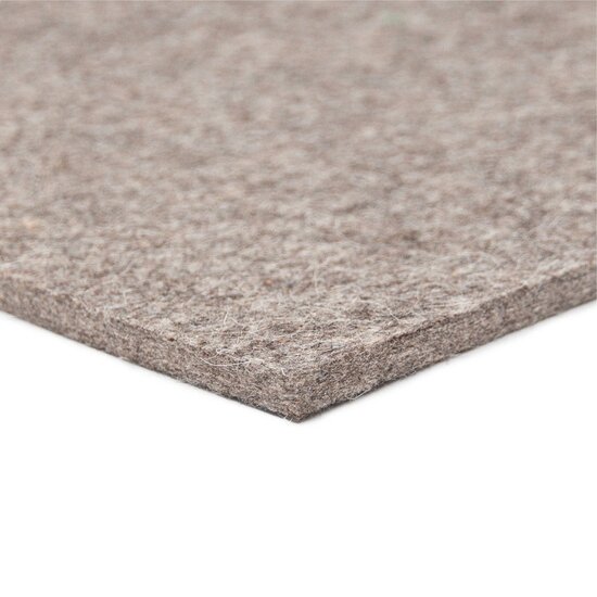 Wolvilt - Grijs (gem&ecirc;leerd) - 100cm x 150cm - Dikte: 10 mm - 0,36 kg/dm&sup3;