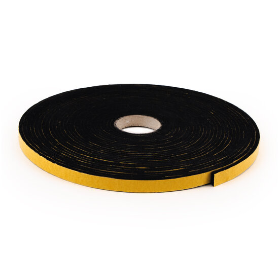 Zelfklevend Vilt / 10mm Plakvilt op Rol (10m) - Zwart - Breedte: 10mm - Dikte: 3 mm - Lengte: 10 Meter