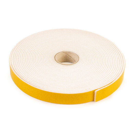 Zelfklevend Vilt / 20mm Plakvilt op Rol (10m) - Wit - Breedte: 20mm - Dikte: 3 mm - Lengte: 10 Meter