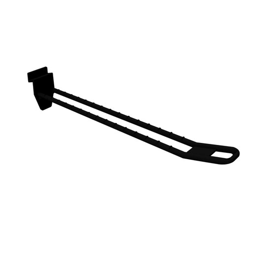 20cm - Dubbele Lamellenwand Displayhaak / Slatwall Blisterhaak - Zwart - type: HSH-20DB