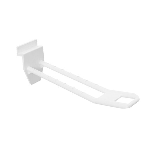 10cm - Dubbele Lamellenwand Displayhaak / Slatwall Blisterhaak - Wit - type: HSH-10D