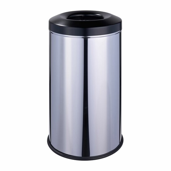 Zelfdovende Vuilnisbak / Afvalbak - 20 Liter - Glanzend Zilver