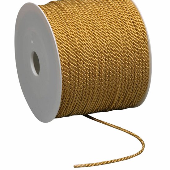 Labelkoord / Folderkoord Gedraaid Textiel - Goud - 100 Meter op Rol