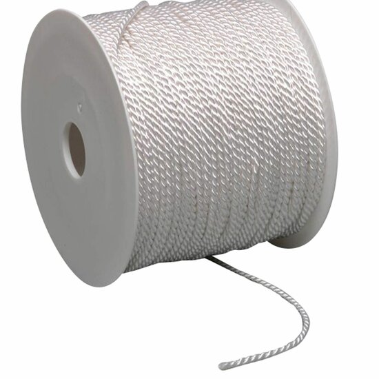Labelkoord / Folderkoord Gedraaid Textiel - Wit - 100 Meter op Rol