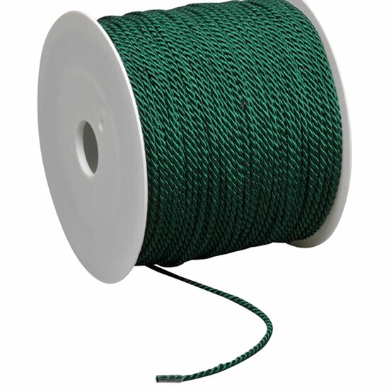 Labelkoord / Folderkoord Gedraaid Textiel - Donkergroen - 100 Meter op Rol