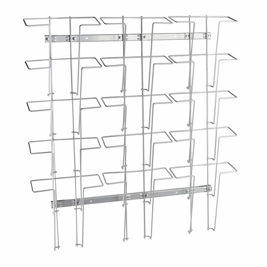 A4 (15 vakken) Brochurehouder / Wandfolderhouder - Staaldraad Muurstandaard - Type: Steel-1075