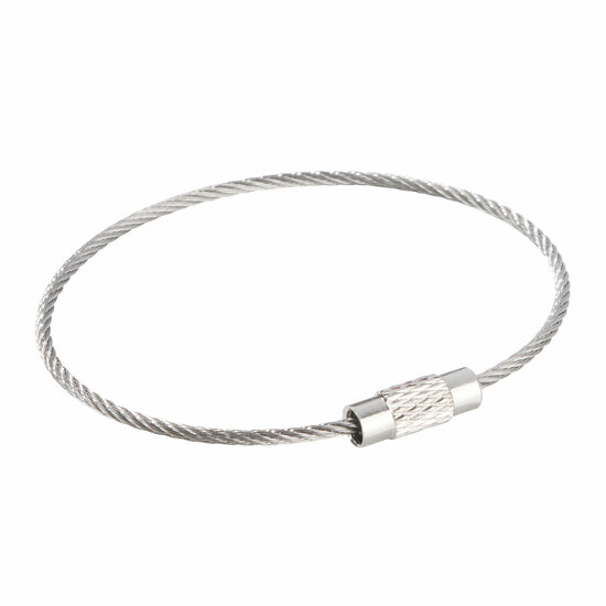 150mm - Staaldraad Labelhanger - Kabelsluitring met Schroefsluiting - Zilver