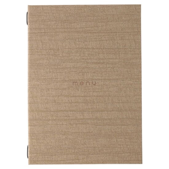 A4 Menumap met insteekhoezen (uitbreidbaar van 4 tot 8 menukaarten) - Type: Luxury "MENU" Sand A4
