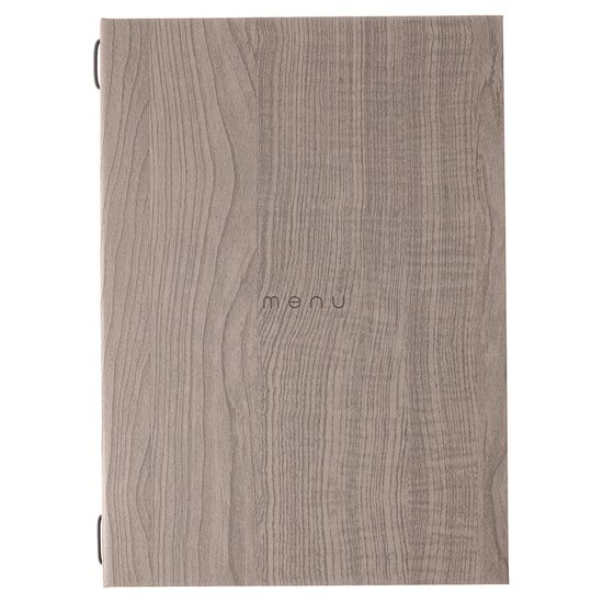 A4 Menumap met insteekhoezen (uitbreidbaar van 4 tot 8 menukaarten) - Type: Luxury "MENU" Oak A4 