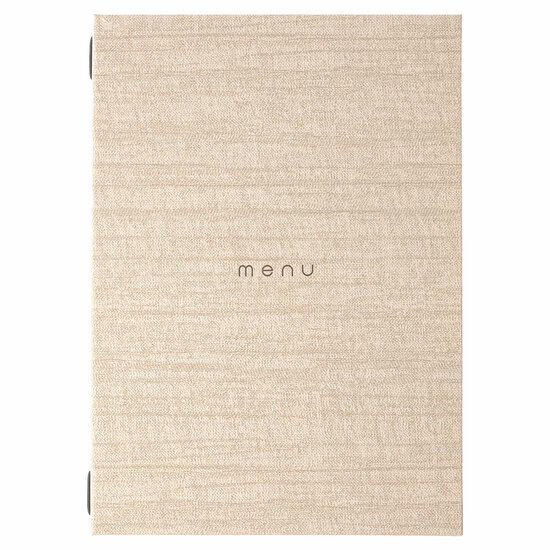 A4 Menumap met insteekhoezen (uitbreidbaar van 4 tot 8 menukaarten) - Type: Luxury "MENU" Ivory A4