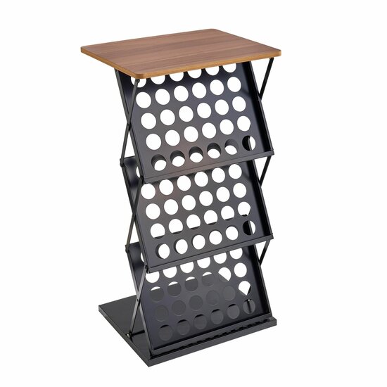 Opvouwbare Beursbalie + Brochurehouder / Lessenaar -  Zwart en Beuken - 6x A4 - Type S-1056