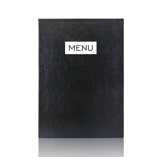 A4 Menumap voor 2 menukaarten - Zwart + Opdruk MENU - Wit - Lay-out 4