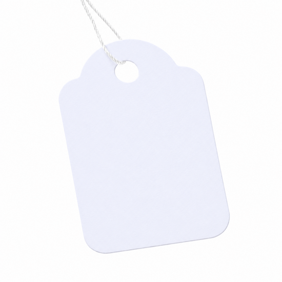 1.000 stuks - 24x39mm - Witte Kartonnen Labels met koordje / Hangetiketten