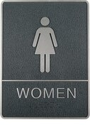 Pictogram Deurbordje / Toiletbordje / Infobord met braille - 15cm x 20cm - Zelfklevend - type: Vrouw