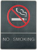 Pictogram Deurbordje / Toiletbordje / Infobord met braille - 15cm x 20cm - Zelfklevend - type: No Smoking