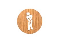 Houten Pictogram Deurbordje / Toiletbordje / Infobord - 9cm - Zelfklevend - type Eiken (Man Hoge Nood)