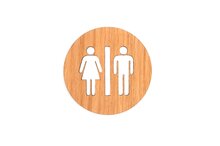 Houten Pictogram Deurbordje / Toiletbordje / Infobord - 9cm - Zelfklevend - type Eiken (Man&amp;Vrouw)