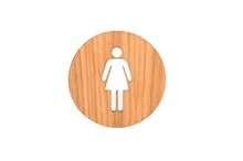 Houten Pictogram Deurbordje / Toiletbordje / Infobord - 9cm - Zelfklevend - type Eiken (Vrouw)