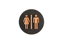 Houten Pictogram Deurbordje / Toiletbordje / Infobord - 9cm - Zelfklevend - type Zwart Eiken (Man&amp;Vrouw)