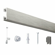 Click Rail / Schilderij Ophangsysteem - Geborsteld Zilver - Complete Set 100 cm - Pure-Series
