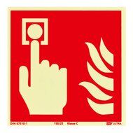 Brandmelder Bord (F005) / Brandalarm Fotoluminescerend Veiligheidsbord - Zelfklevend - 15 x 15 cm