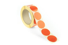 Rode Kleefrondjes / Ronde label stickers / Markeringspunten / Stickerdots - Rol van 1000 stuks