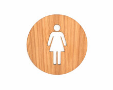 Houten Pictogram Deurbordje / Toiletbordje / Infobord - 9cm - Zelfklevend - type Eiken (Vrouw)
