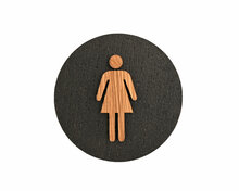Houten Pictogram Deurbordje / Toiletbordje / Infobord - 9cm - Zelfklevend - type Zwart Eiken (Vrouw)