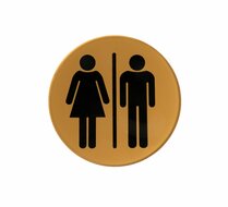 Gouden Pictogram Deurbordje / Toiletbordje / Infobord - 9cm - Zelfklevend - type Acryl-Goud (Man+Vrouw)