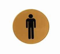 Gouden Pictogram Deurbordje / Toiletbordje / Infobord - 9cm - Zelfklevend - type Acryl-Goud (Man)