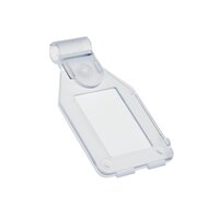 Transparante Prijslabel / Displayhaak Scanvaantje / Pendelclip / Prijskaarthouder - 25 x 27 mm - type: PCL-27T (Small-4)
