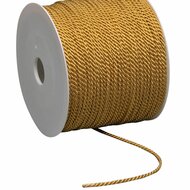Labelkoord / Folderkoord Gedraaid Textiel - Goud - 100 Meter op Rol