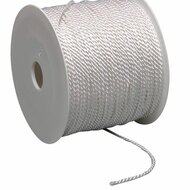 Labelkoord / Folderkoord Gedraaid Textiel - Wit - 100 Meter op Rol