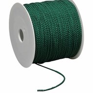 Labelkoord / Folderkoord Gedraaid Textiel - Donkergroen - 100 Meter op Rol