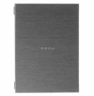 A4 Menumap met insteekhoezen (uitbreidbaar van 4 tot 8 menukaarten) - Type: Luxury "MENU" Grey A4 