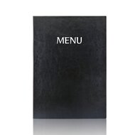 A4 Menumap voor 2 menukaarten - Zwart + Opdruk MENU - Wit - Lay-out 3