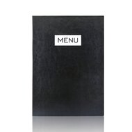 A4 Menumap voor 2 menukaarten - Zwart + Opdruk MENU - Wit - Lay-out 4