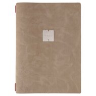 A4 Menumap met insteekhoezen (uitbreidbaar van 4 tot 8 menukaarten) - Type: Juta Bruin - Metalen "Menu"