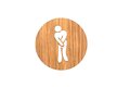 Houten Pictogram Deurbordje / Toiletbordje / Infobord - 9cm - Zelfklevend - type Eiken (Man Hoge Nood)