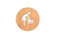 Houten Pictogram Deurbordje / Toiletbordje / Infobord - 9cm - Zelfklevend - type Eiken (Verschonen)