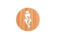 Houten Pictogram Deurbordje / Toiletbordje / Infobord - 9cm - Zelfklevend - type Eiken (Vrouw Hoge Nood)