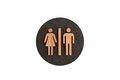 Houten Pictogram Deurbordje / Toiletbordje / Infobord - 9cm - Zelfklevend - type Zwart Eiken (Man&amp;Vrouw)