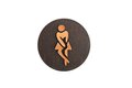 Houten Pictogram Deurbordje / Toiletbordje / Infobord - 9cm - Zelfklevend - type Zwart Eiken (Vrouw Hoge Nood)