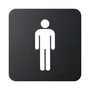 Zwart Pictogram Deurbordje / Toiletbordje / Infobord - 10 x 10 cm - Zelfklevend - type: Man