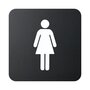 Zwart Pictogram Deurbordje / Toiletbordje / Infobord - 10 x 10 cm - Zelfklevend - type: Vrouw