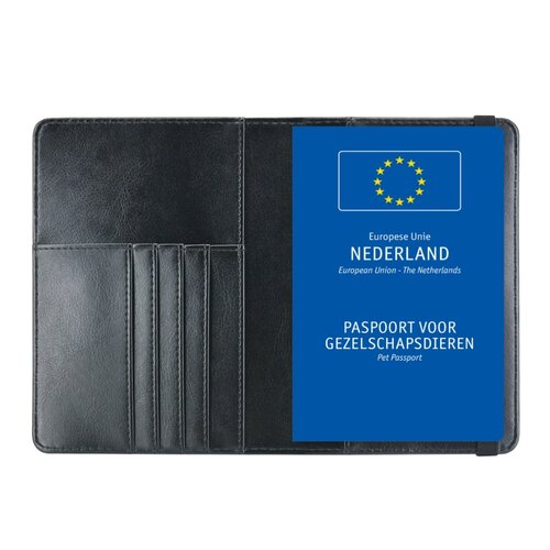 Dierenpaspoort Hoesje / 11,7 x 16,5 cm Houder voor een Europees Dierenpaspoort - D1 - Zwart