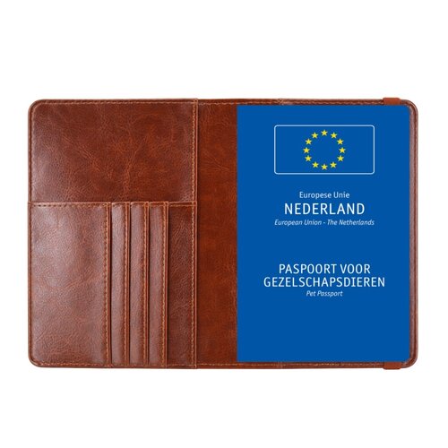 Dierenpaspoort Hoesje / 11,7 x 16,5 cm Houder voor een Europees Dierenpaspoort - D1 - Donkerbruin