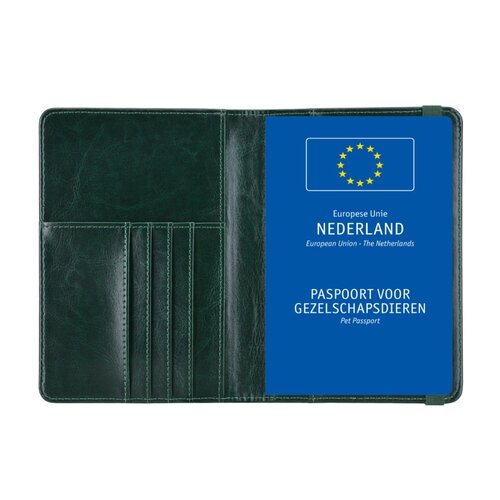 Dierenpaspoort Hoesje / 11,7 x 16,5 cm Houder voor een Europees Dierenpaspoort - D1 - Donkergroen
